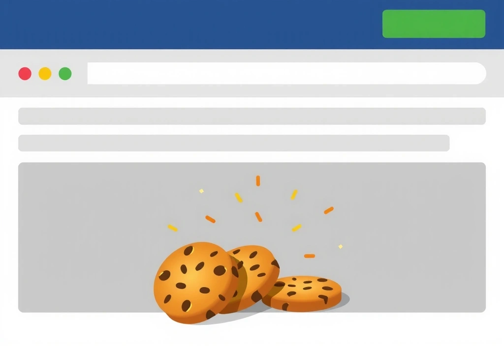 Ilustrace souborů cookie jako malých digitálních drobků na webových stránkách