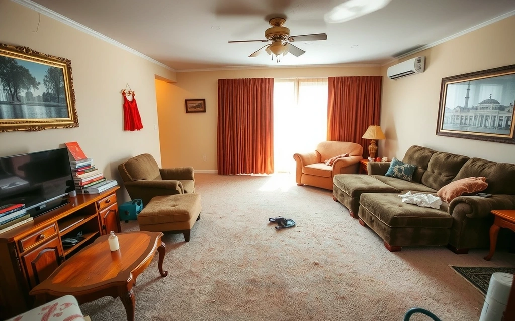 Před úklidem obývacího pokoje