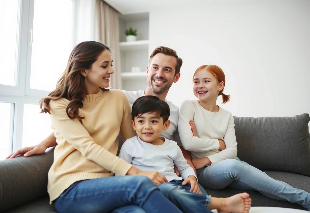 Spokojená rodina v čistém domově