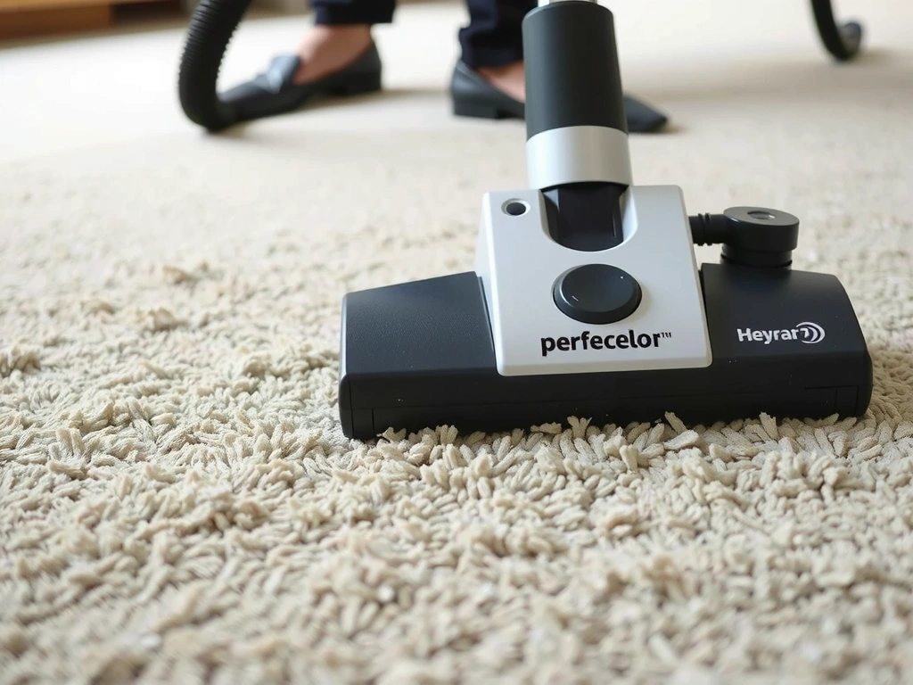 Vysavač na koberci zblízka