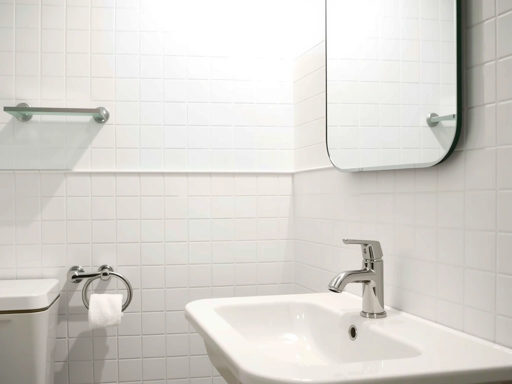 Čistá koupelna s lesklými dlaždicemi